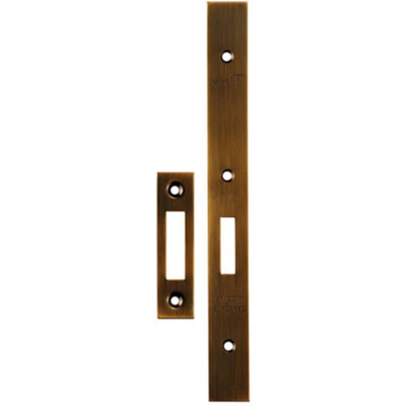 Image of Loops Forend Strike & Fixing Pack Suitable for DIN Euro Deadlock Antique Brass Metallics unisex