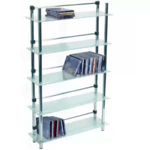 image of MAXWELL - 5 Tier 165 DVD / Bluray / 250 CD / Media Storage Shelves - Frosted - Silver / Frosted