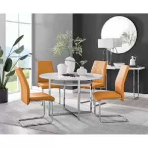 Image of Furniture Box Adley White High Gloss Storage Dining Table and 4 Mustard Lorenzo Chairs