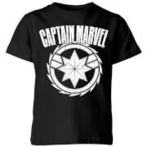 Image of Captain Marvel Logo Kids T-Shirt - Black - 11-12 Years