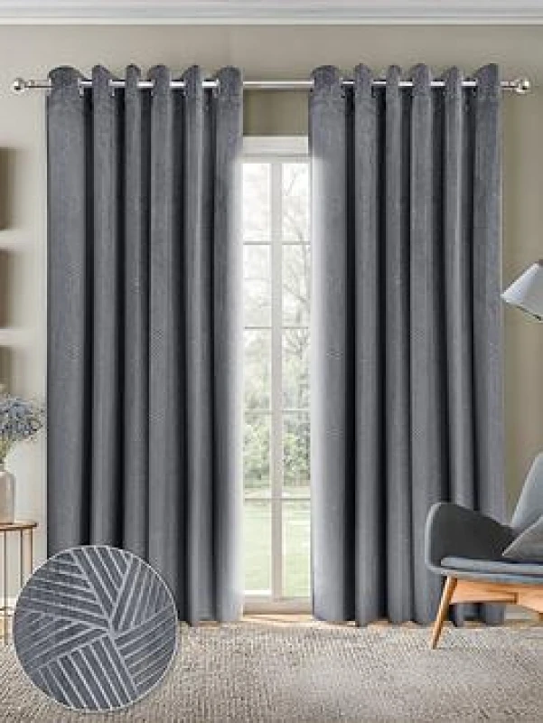 Image of Emma Barclay Blackout Curtains Thermal Velvet Eyelet Midnight Unisex 46x54 Inch