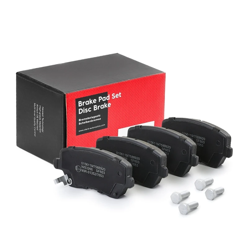 Image of STARK SKBP-0010234 Brake pad set Front Axle, with acoustic wear warning, with anti-squeak plate Brake Pad Set,disc brake (402)