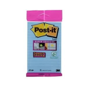 Image of Post-it Super Sticky Ruled Notes Pad, 101 x 152 mm, Ultra Blue