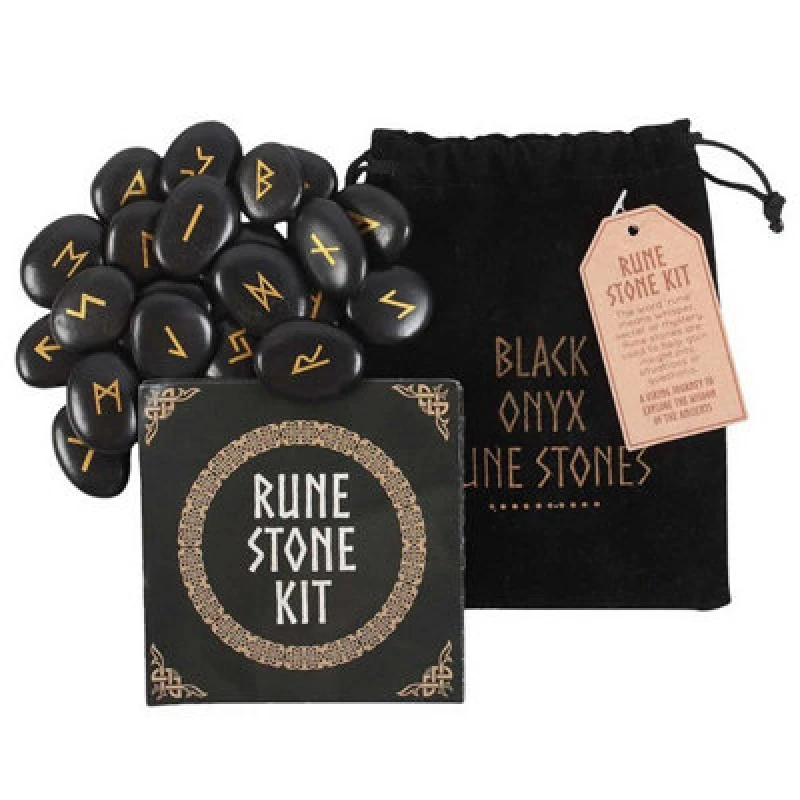 Image of Something Different Something Different Onyx Viking Rune Stones (Pack of 25) in Black One Size Unisex 5063806897705