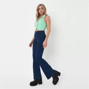 image of Missguided Petite Lawless Flare Jean - Blue