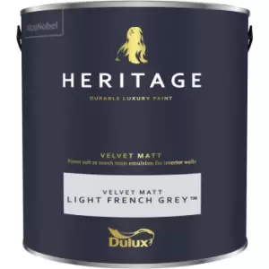Image of Dulux Heritage Velvet Matt Light French Grey Matt Emulsion Paint 2.5L