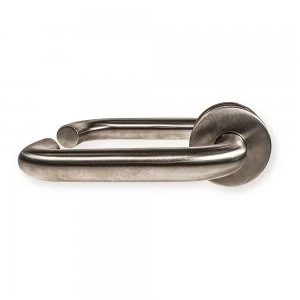 Image of LocksOnline Orbit Stainless Steel Return-to-Door Handles on Rose