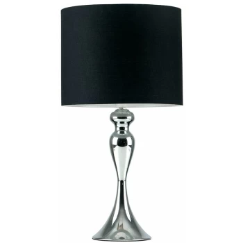 Image of Chrome Spindle Table Lamp - Complete + Black Light Shade