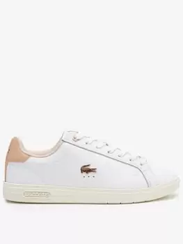 Image of Womens Lacoste Graduate Pro Leather Trainers Size 4 UK White & Light Pink