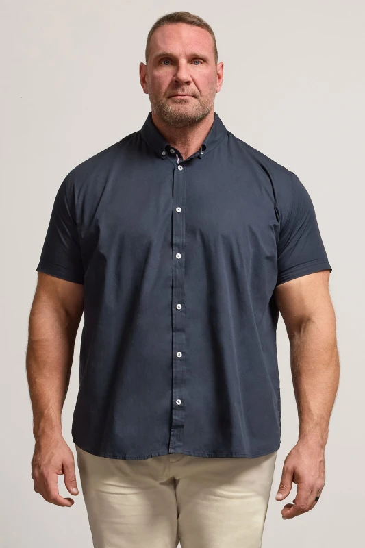 Image of BadRhino BadRhino Men Poplin Shirt in Mid Navy Size: 4X-Large Mid Navy 4XL Male 5063110817444