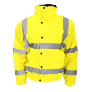 image of Warrior Memphis High Visibility Bomber Jacket / Safety Wear / Workwear (L) (Fluorescent Yellow)