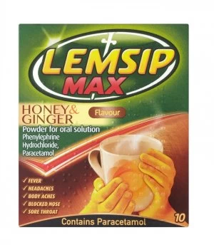 image of Lemsip Max Honey & Ginger Flavour Powder 10 Sachets