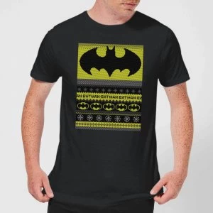 Image of DC Comics Batman Mens Christmas T-Shirt in Black - L - Black