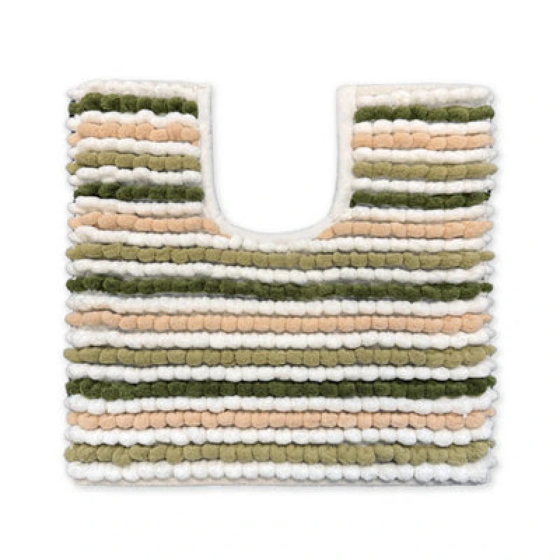 Image of Allure Bath Fashions Striped Chunky Bobble Pedestal Mat - Green