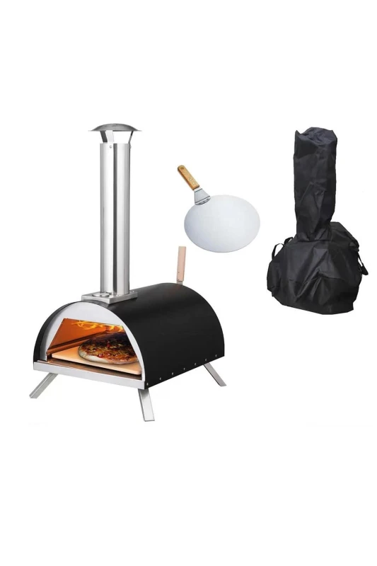 Image of Haven Gas & Wood Fuel 'Pizza Oven with Pizza Paddle' Black/Silver Multicolor Unisex