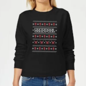 Image of Marvel Deadpool Womens Christmas Sweatshirt - Black