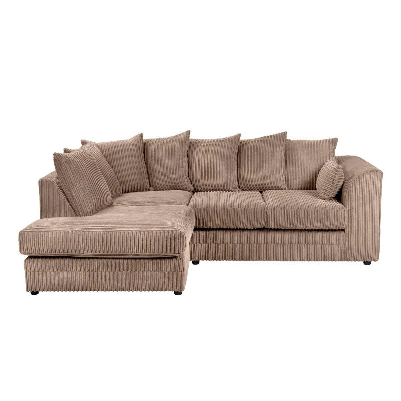 Image of LUXURY LIFE Dylan Jumbo Cord Fabric Left Hand Facing Corner Sofa Light Brown