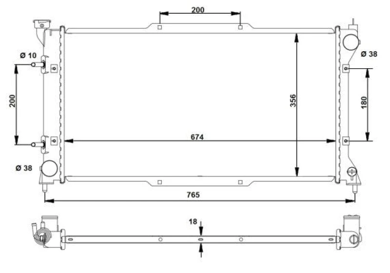 Image of NRF 53783 Engine radiator EASY FIT Brazed cooling fins, Aluminium, with mounting parts Aluminium Radiator,engine cooling (470)