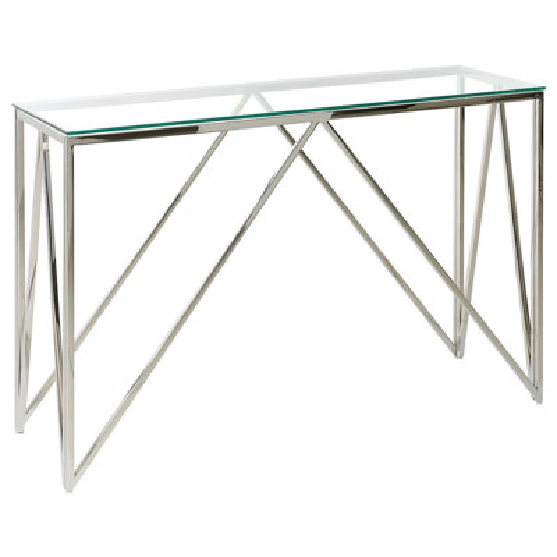 Image of Beliani Console Table Weso Tempered Glass Silver