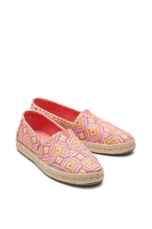 Image of TOMS Womens Alpargata 2.0 Harlequin Canvas Espadrilles - UK 6 Pink Flats female 10020707 6