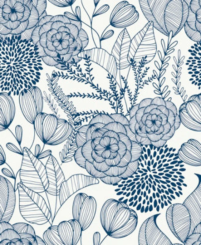 Image of Nuwallpaper Nus3830 Secret Garden Peel & Stick Wallpaper, Navy