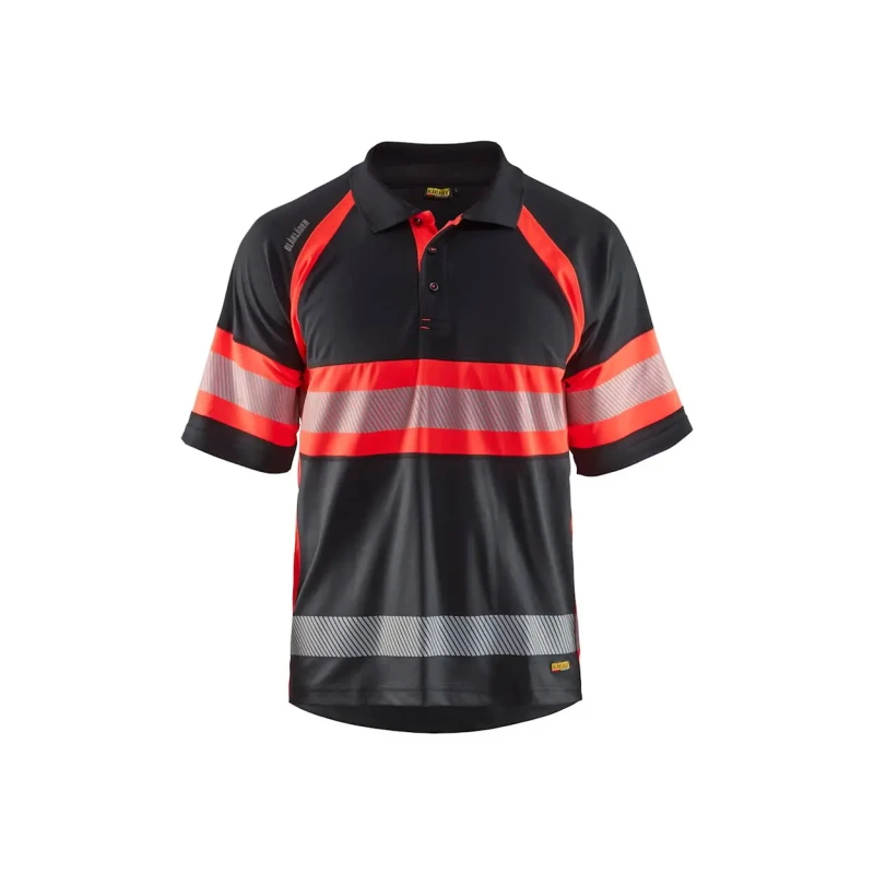 Image of BLÅKLÄDER Polo Shirt 33381051 PL (Polyester) Black, Red Size 4XL