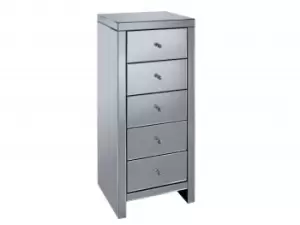 image of Birlea Seville Mirrored 5 Drawer Narrow Chest Assembled