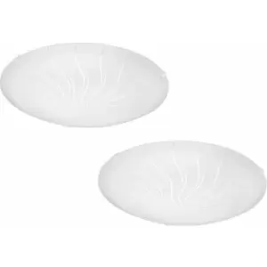 Image of 2 pack Wall Flush Ceiling Light White Shade Granille White Clear Glass LED 11W