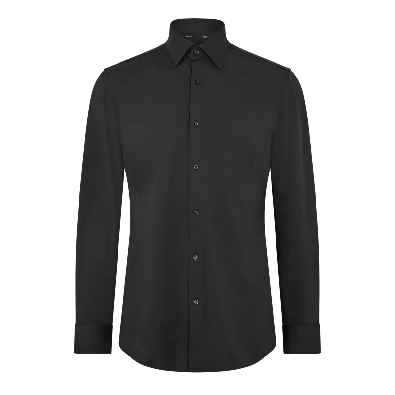Image of Boss Mens P Hank Kent Long Sleeve Oxford Shirt Black male M