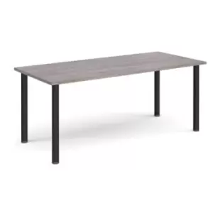 Image of Rectangular Black radial leg meeting table 1800mm x 800mm - grey oak