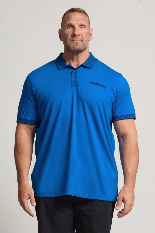 Image of BadRhino BadRhino Men Chambray Polo Shirt in Cobalt Size: X-Large Cobalt X-Large Male 5063589980083