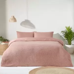 Image of The Linen Yard Polka Tuft Single Duvet Cover Set Cotton Blush