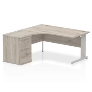 Image of Impulse 1600 Left Hand Wire Managed Workstation 600 Pedestal Bundle Grey Oak