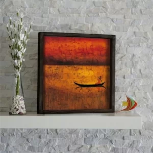 Image of KZM421 Brown Red Orange Black Decorative Framed MDF Painting