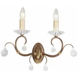 image of Loops - Twin Wall Light Crystal Cut Glass Spheres Bronze Patina LED E14 60W