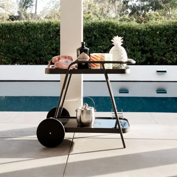 image of Novogratz Poolside Barbie Outdoor Bar Cart Serving Trolley - Charcoal