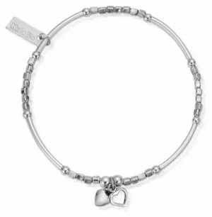 image of ChloBo Sterling Silver Mini Cube Two Heart Bracelet SBMNC040 Jewellery