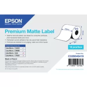 Image of Epson C33S045419 Original Premium Matte Continuous Ticket Roll 102mm x 35m - 18 Pack