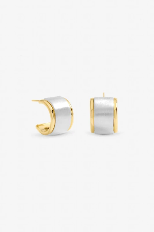 Image of Jon Richard Womens Two Tone Satin Hoop Earrings Multicolor Female One Size