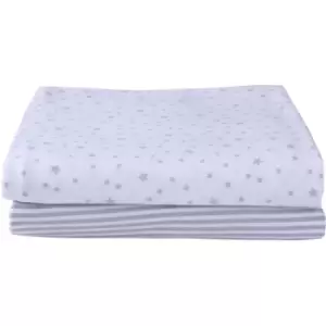 image of Stars & Stripes 2 Pack Fitted Moses Sheets - Grey - Clair De Lune