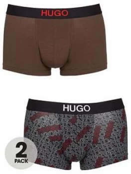 Image of Hugo Boss 2 Pack Mixed Print Logo Trunks Black Size L Men