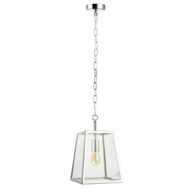 Image of Happy Homewares Classic Lantern Pendant Light Fitting with Clear Glass Sides in Silver Silver Unisex