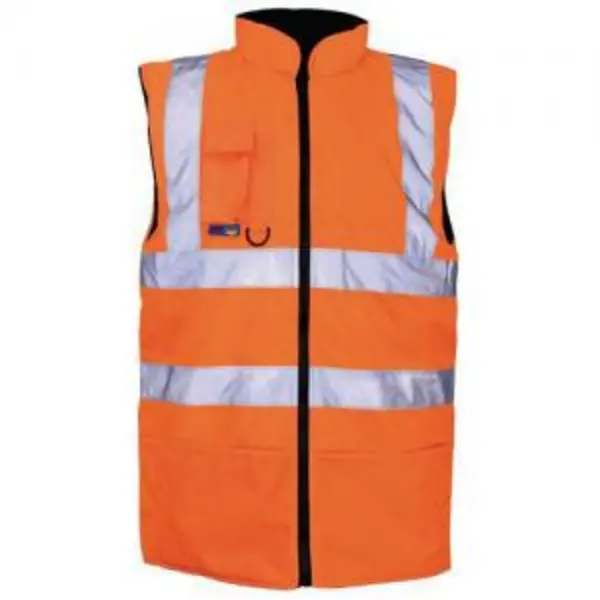 Image of ESE Direct Hi-Vis Orange Unisex Reversible Body Warmer - Size Small 404747 Hi Vis Clothing