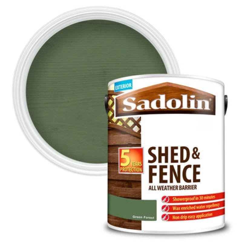 Image of Sadolin Shed And Fence Protector All Weather Barrier - Green Forest - 5L