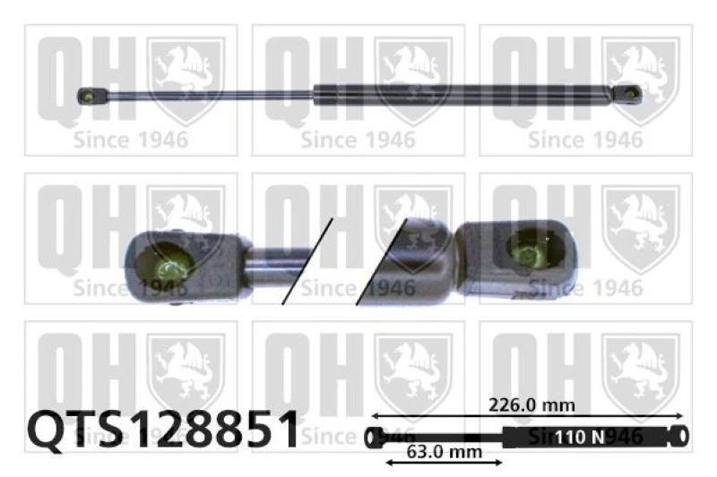 Image of QUINTON HAZELL Tailgate strut QUINTON HAZELL QTS128851