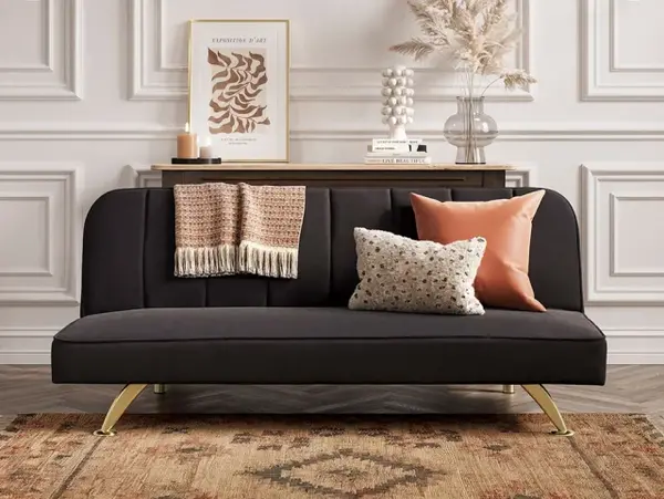 Image of LPD Burlington Black Velvet Sofa Bed