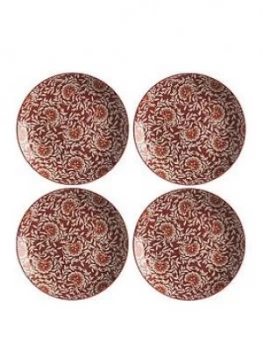 Image of Maxwell & Williams Boho Damask Red Dinner Plates ; Set Of 4