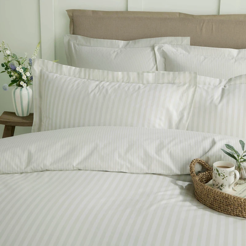 Image of Sophie Allport Uppingham Stripe Duvet Cover Bedding Set Mint Green