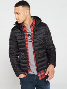 Image of Barbour International Ouston Hooded Quilted Coat - Black
