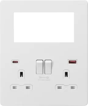 Image of Screwless Small Multimedia Combination Plate with FASTCHARGE - Matt White 230V IP20